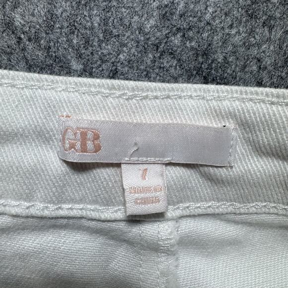 GB Shorts Womens 7 White High Rise Casual Cotton Blend 5‎ Pocket Summer Style - Picture 2 of 7